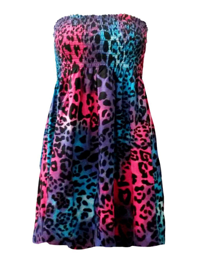 LADIES WOMEN PLUS SIZE SHEERING BOOBTUBE BANDEAU STRAPLESS TOP SUMMER DRESS 16-22