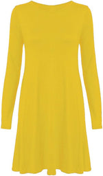 Load image into Gallery viewer, Womens Plain Long Sleeve Stretch A Line Skater Flared Swing Dress Top
