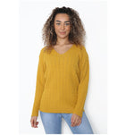 Load image into Gallery viewer, Ladies Long Sleeve V-Neck Knitted Cable Jumper
