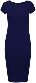 Load image into Gallery viewer, Ladies Short Sleeve Midi Dress Bodycon Cap Maxi Midi Dress
