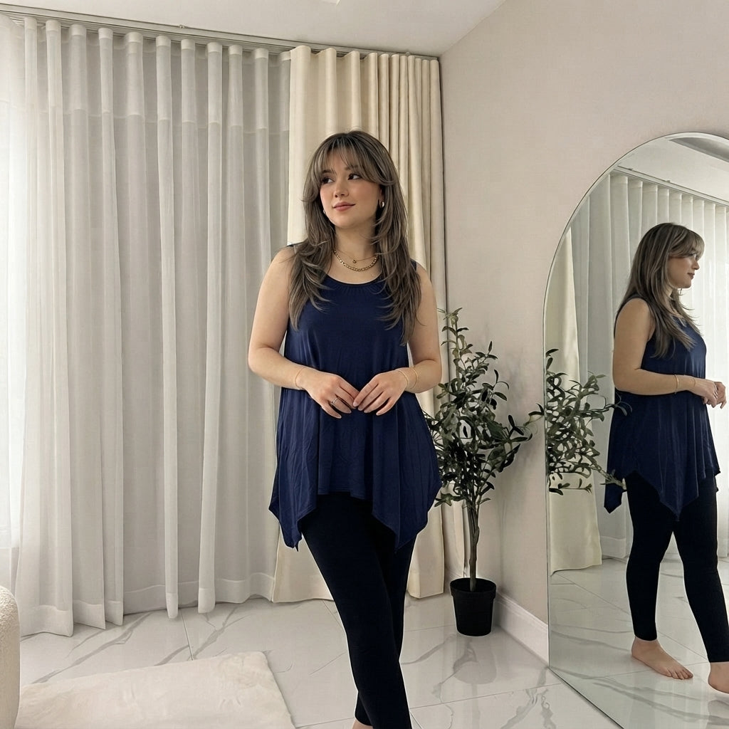 LUXE DIVA Women's Hanky Hem Sleeveless Tunic Vest Top Casual