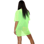 Load image into Gallery viewer, LUXE DIVA Womens Round Neck  Sheer Mesh Top Ladies Short Sleeve Tunic Baggy T-Shirt Dress
