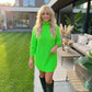 Women's Chunky Knitted Polo Neck Jumper Dress – Oversized Roll Neck Winter Sweater