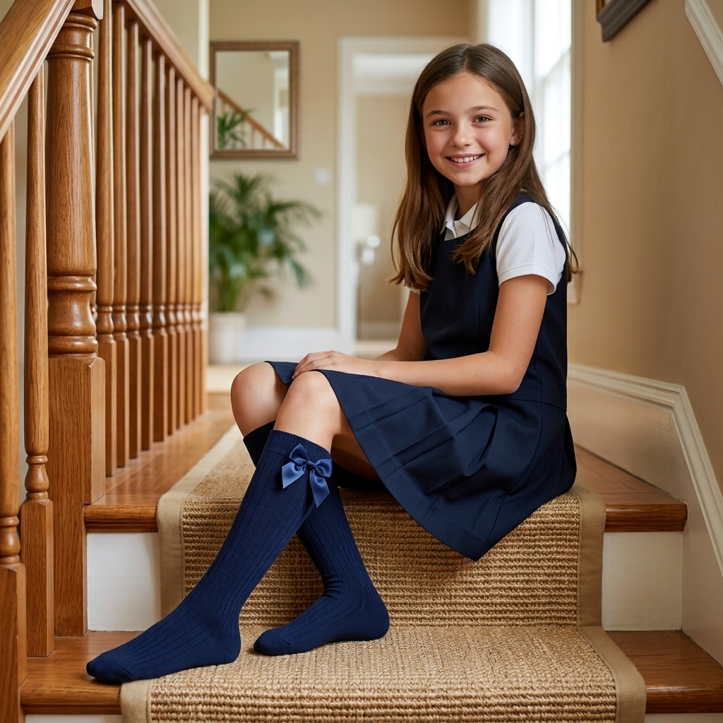LUXE DIVA  Cotton Rich Girls Knee High School Bow Socks Pack 3 6 12