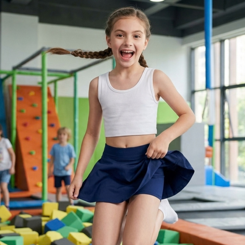 LUXE DIVA Girls Skort for Kids, Skirt with Built In Shorts, School, PE, Sports, Playwear Ages 5-13