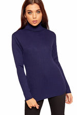 Load image into Gallery viewer, Plus Size Ladies High Polo Roll Neck Long Sleeve Ribbed Knitted Jumper Sweater
