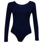 Load image into Gallery viewer, Ladies New Plain Round Neck Long Sleeve Slim Fit Basic Stretchy Leotard Bodysuit Top
