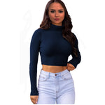 Load image into Gallery viewer, Women Long Sleeves knitted Ribbed Polo Neck Crop Jumpers Top Ladies Sweaters UK.
