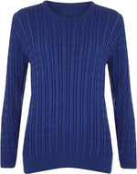 Load image into Gallery viewer, Ladies Long Sleeve Round Neck Knitted Cable Women’s Jumper Knitted Sweater Pull Over Jumper Top Knit Warm Winter Chunky Everyday Casual Pullover Plain Tops Sizes 8-26
