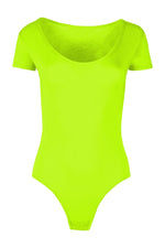 Load image into Gallery viewer, Womens Ladies New Cap Short Sleeve Plain Round Neck Stretch Leotard Bodysuit T-Shirt Plunge Top
