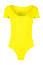 Load image into Gallery viewer, Womens Ladies New Cap Short Sleeve Plain Round Neck Stretch Leotard Bodysuit T-Shirt Plunge Top
