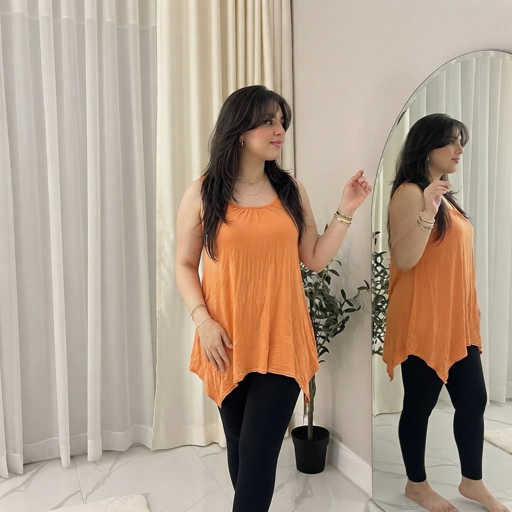 LUXE DIVA Women's Hanky Hem Sleeveless Tunic Vest Top Casual