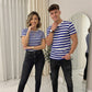 LUXE DIVA Unisex Striped T-Shirt Men's Women's Crew Neck Short Sleeve Casual Summer Top S-XXL