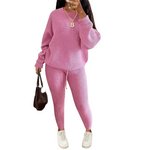 Load image into Gallery viewer, Women&#39;s Solid Drop Shoulder Sweater Set, 2024 New Drop Shoulder Rib-Knit Sweater &amp; Pants Set
