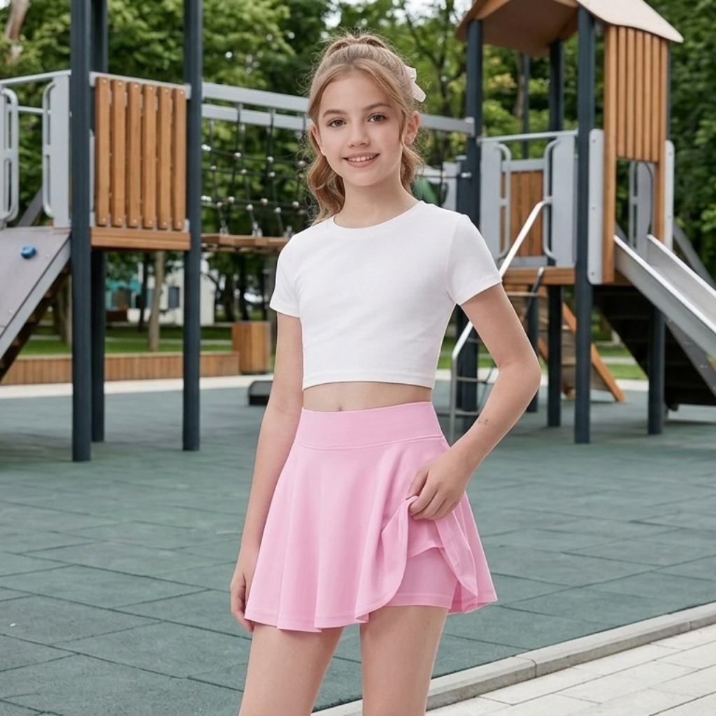 LUXE DIVA Girls Skort for Kids, Skirt with Built In Shorts, School, PE, Sports, Playwear Ages 5-13