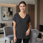 LUXE DIVA Women's Plus Size V-Neck Baggy Top with Turn-Up Short Sleeves