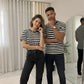 LUXE DIVA Unisex Striped T-Shirt Men's Women's Crew Neck Short Sleeve Casual Summer Top S-XXL