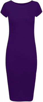 Load image into Gallery viewer, Ladies Short Sleeve Midi Dress Bodycon Cap Maxi Midi Dress

