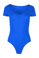Load image into Gallery viewer, Womens Ladies New Cap Short Sleeve Plain Round Neck Stretch Leotard Bodysuit T-Shirt Plunge Top
