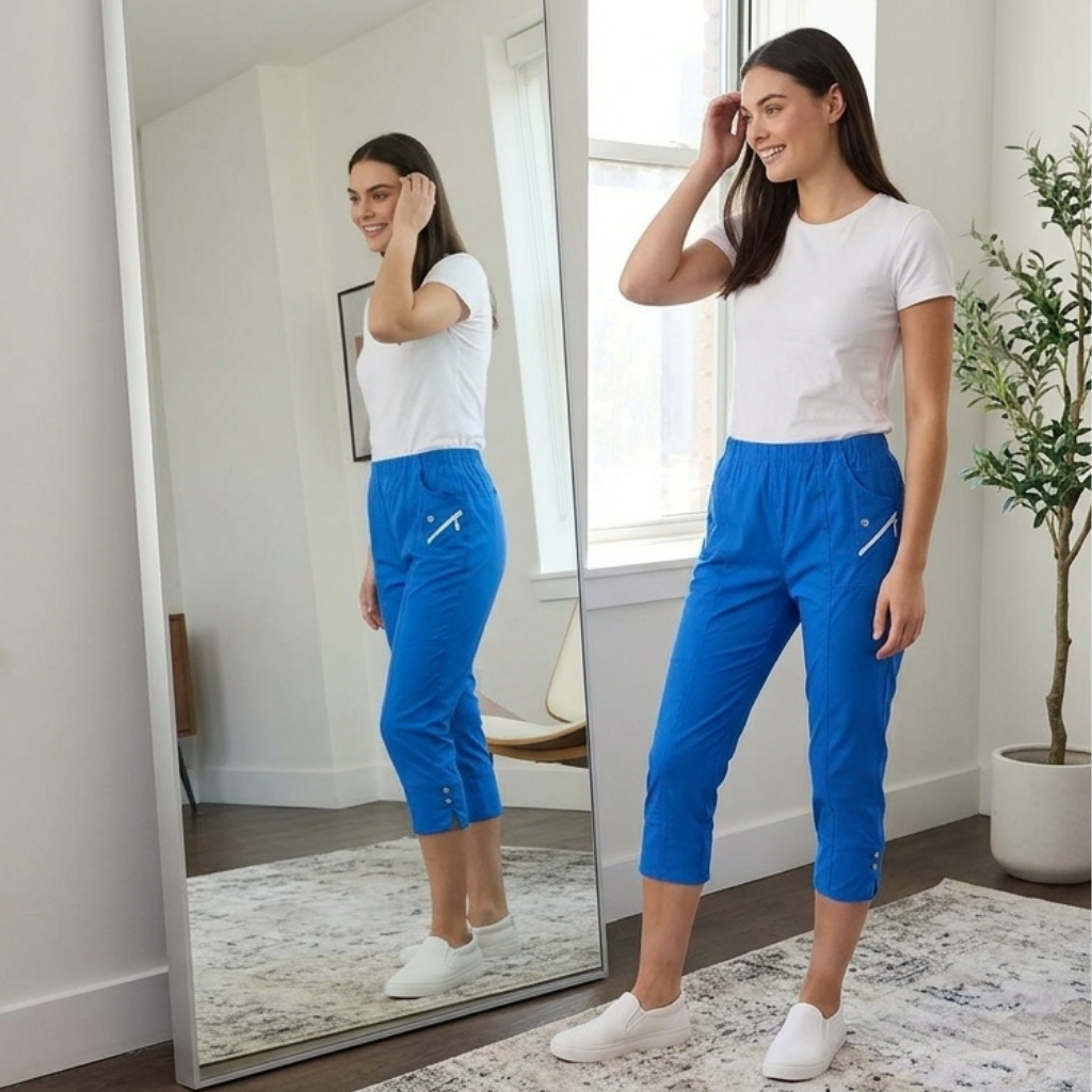 LUXE DIVA Women's Cherry Berry Capri Trousers – Stretch 3/4 Length