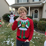 LUXE DIVA Men's Funny Elf Christmas Jumper – Knitted Xmas Sweater