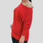 LUXE DIVA One Off-Shoulder Tops with Long Sleeves, Off Shoulder Batwing Jumper, Ladies Batwing Top in Black, Red, White Plus 21 Colors More UK