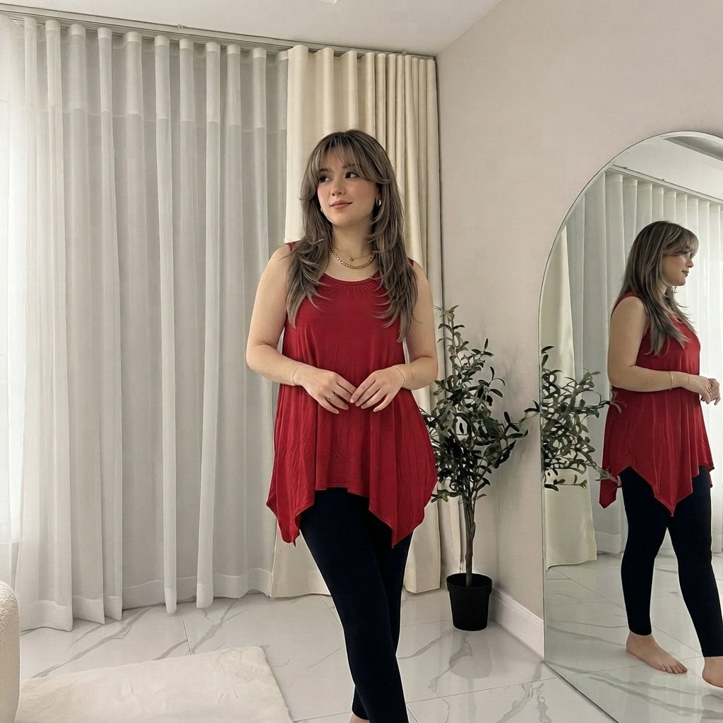 LUXE DIVA Women's Hanky Hem Sleeveless Tunic Vest Top Casual