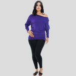 Load image into Gallery viewer, LUXE DIVA One Off-Shoulder Tops with Long Sleeves, Off Shoulder Batwing Jumper, Ladies Batwing Top in Black, Red, White Plus 21 Colors More UK
