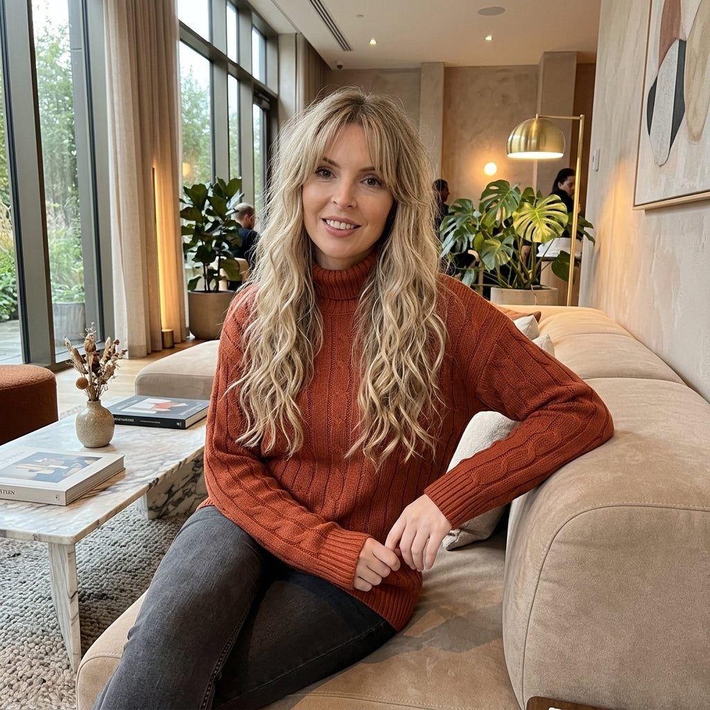 LUXE DIVA Women's Polo Neck Jumper – Warm Long Sleeve Pullover Sweater