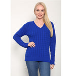Load image into Gallery viewer, WOMEN&#39;S LADIES CABLE KNITTED LONG SLEEVE CABLE JUMPER V NECK TOP WINTER SWEATER
