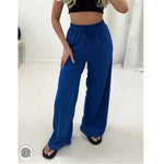 Load image into Gallery viewer, Womens Ladies Wide Leg Drawstring Palazzo Bottom Trouser Pant Elasticated Waist
