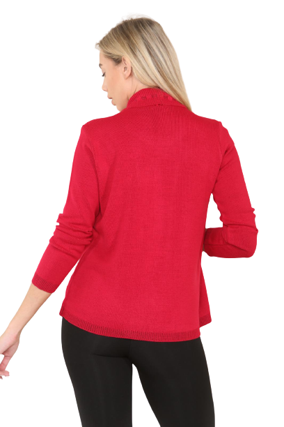 Womens Fine Knitted Striped Jumper Open Long Sleeve Sweater Twin Cardigan