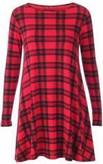 Load image into Gallery viewer, Womens Plain Long Sleeve Stretch A Line Skater Flared Swing Dress Top
