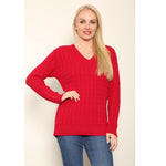 Load image into Gallery viewer, Ladies Long Sleeve V-Neck Knitted Cable Jumper
