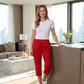 LUXE DIVA Women's Cherry Berry Capri Trousers – Stretch 3/4 Length