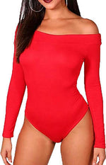 Load image into Gallery viewer, Ladies Womens Off Shoulder Long Sleeve Top Plain Stretch Bardot Bodysuit Leotard UK 8-26
