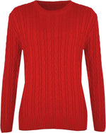 Load image into Gallery viewer, Ladies Long Sleeve Round Neck Knitted Cable Women’s Jumper Knitted Sweater Pull Over Jumper Top Knit Warm Winter Chunky Everyday Casual Pullover Plain Tops Sizes 8-26

