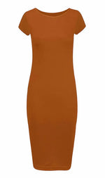 Load image into Gallery viewer, Ladies Short Sleeve Midi Dress Bodycon Cap Maxi Midi Dress
