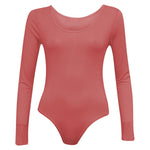 Load image into Gallery viewer, Ladies New Plain Round Neck Long Sleeve Slim Fit Basic Stretchy Leotard Bodysuit Top
