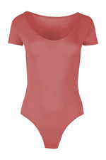 Load image into Gallery viewer, Womens Ladies New Cap Short Sleeve Plain Round Neck Stretch Leotard Bodysuit T-Shirt Plunge Top
