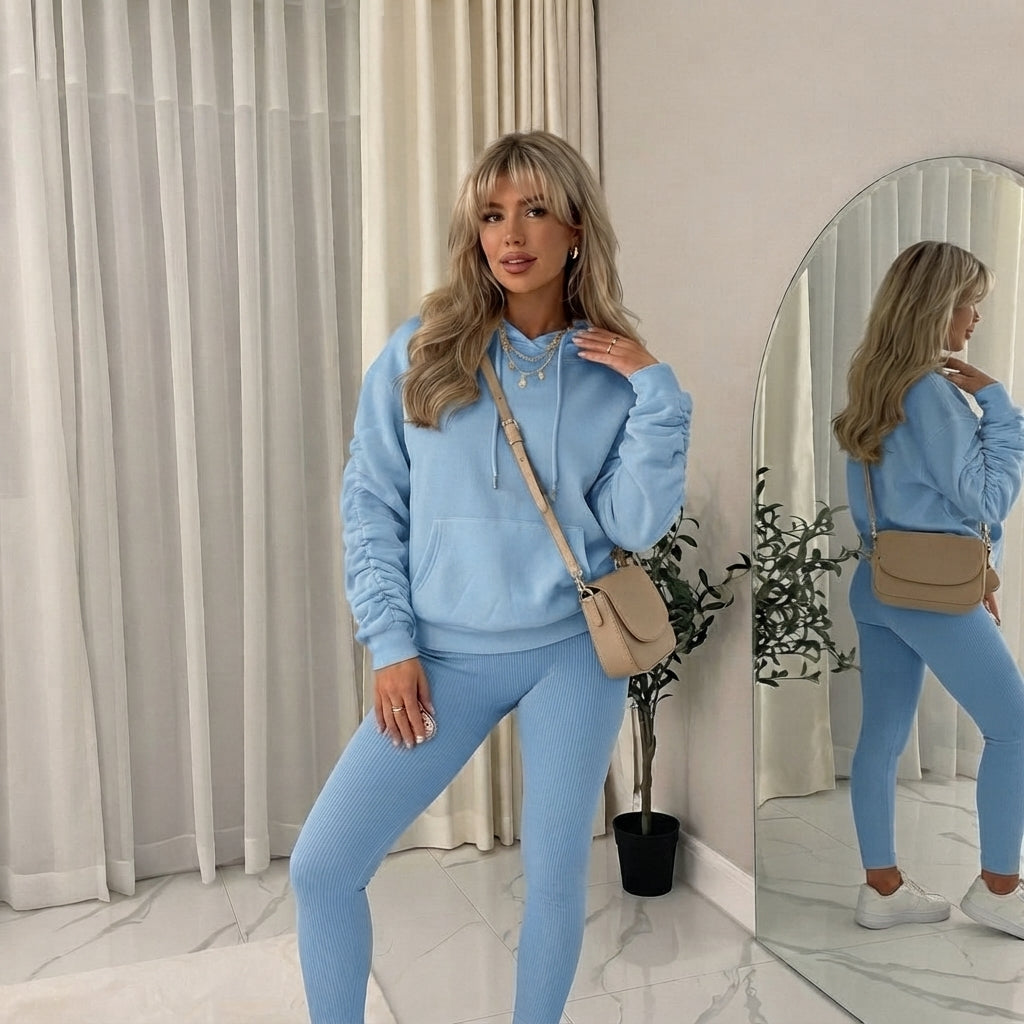 LUXE DIVA Women’s Oversized Ruched Sleeve Hoodie