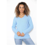 Load image into Gallery viewer, Ladies Long Sleeve V-Neck Knitted Cable Jumper
