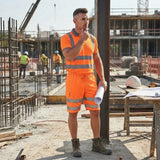 LUXE DIVA Men's Hi Vis Short Sleeve Polo Shirt & Shorts High Visibility Reflective Workwear Set