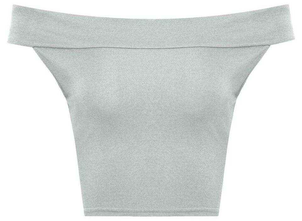 Women's Off Shoulder Crop Top Bardot Sleeveless Cropped Vest Short T-Shirt Plain