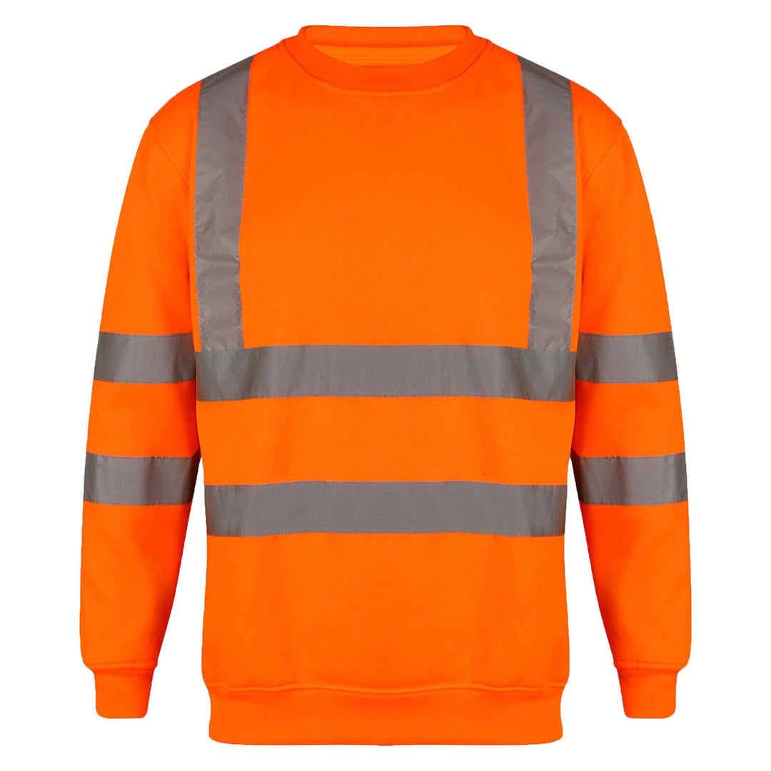 Hi Viz Vis Long Sleeve Crew Neck Sweatshirt Work Safety Fleece Jumper Sizes S-2XL