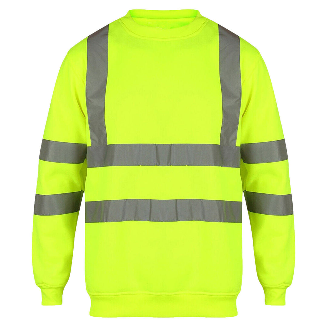 Hi Viz Vis Long Sleeve Crew Neck Sweatshirt Work Safety Fleece Jumper Sizes S-2XL