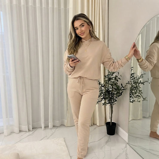 LUXE DIVA Women Ladies Ruched Sleeve Hoodie top & Bottom Suit Loungewear Tracksuit Set UK