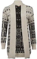 Load image into Gallery viewer, Women&#39;s Halloween Skull Drape Aztec Long Knitted Cardigan Ladies Owl Leopard Open Jumper Knitwear Top UK 8-22
