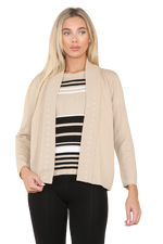 Load image into Gallery viewer, Womens Fine Knitted Striped Jumper Open Long Sleeve Sweater Twin Cardigan
