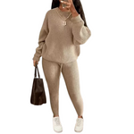 Load image into Gallery viewer, Women&#39;s Solid Drop Shoulder Sweater Set, 2024 New Drop Shoulder Rib-Knit Sweater &amp; Pants Set
